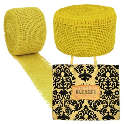 GE-12MUS - MUSTARD BURLAP JUTE RIBBON - 10 Meters X 2"
